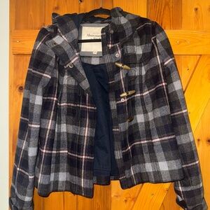 Abercrombie & Fitch Women's Plaid Utility Jacket - Black, Gray, and Pink